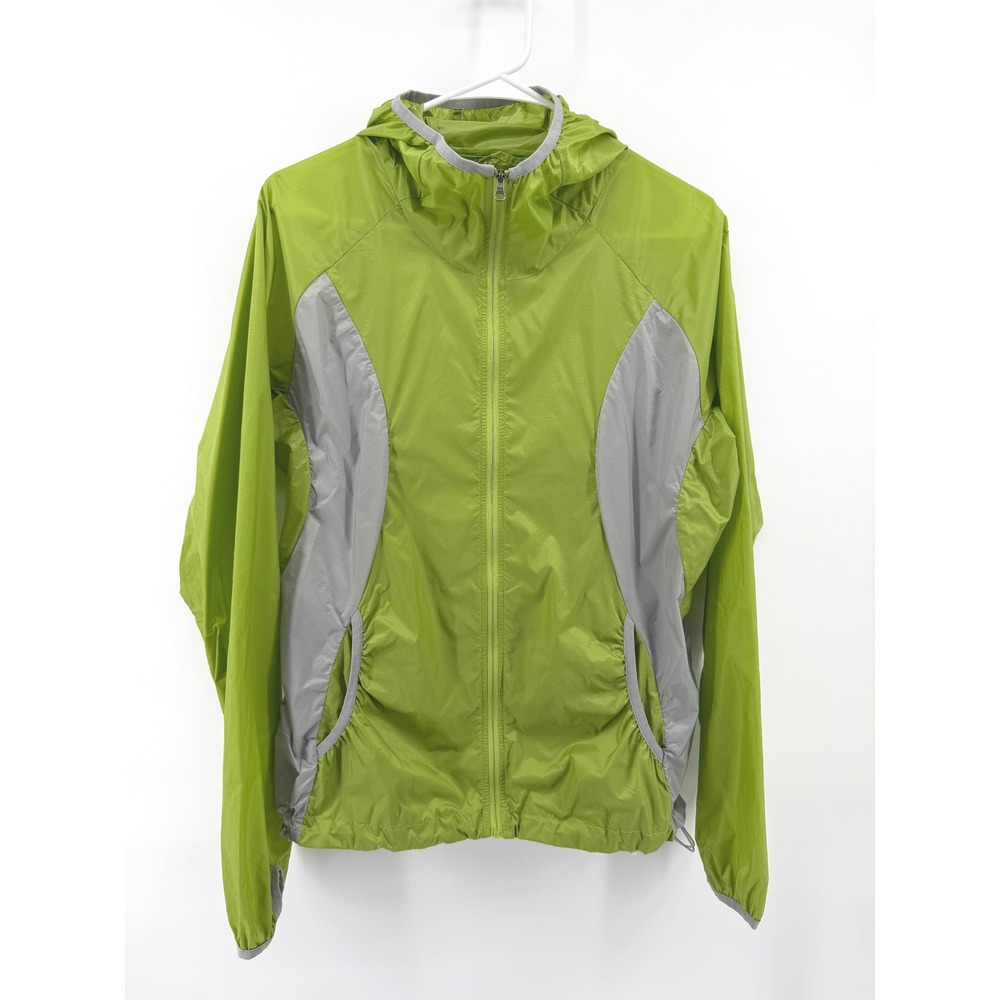 Eddie Bauer Windbreaker Jacket Men M Green Gorpcore Lightweight Hooded Zip Nylon